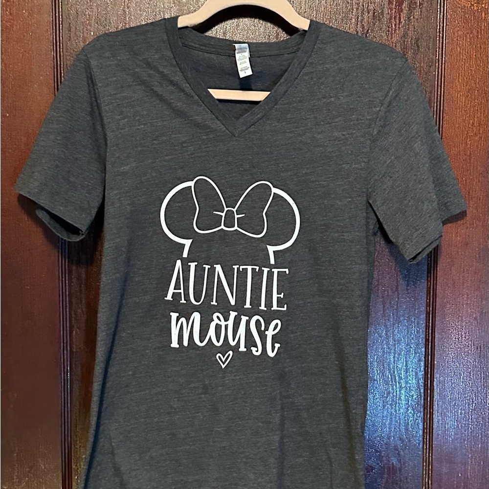 Auntie Mouse Kids V-Neck T-Shirt - Gray